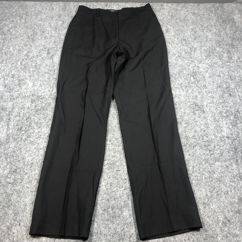 Zanella Pants Womens 6 Black Check Twill Pleated Dress Career Made in Italy